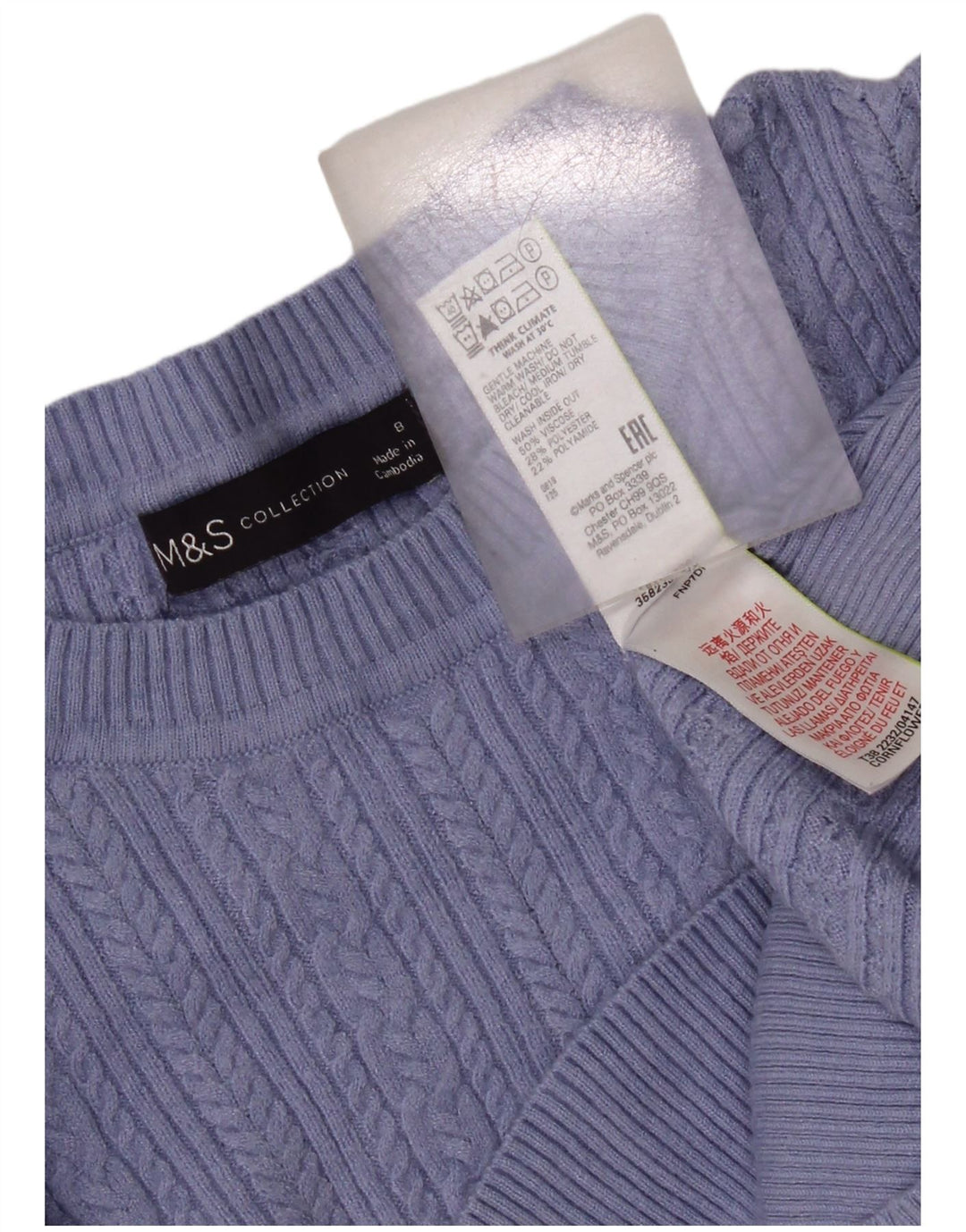 Marks & Spencer Damski sweter z okrągłym dekoltem UK 8 Small Blue Viscose