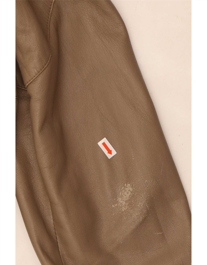 Vintage damska skórzana kurtka wojskowa IT 50 XL w kolorze beżowym