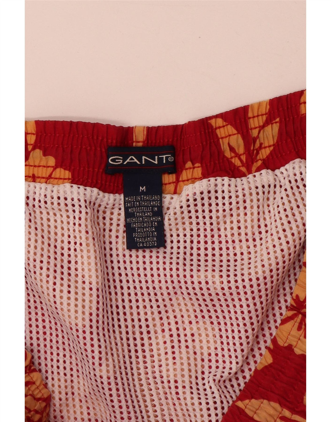 Męskie spodenki kąpielowe Gant, nylon w kolorze średniej czerwieni w kwiaty