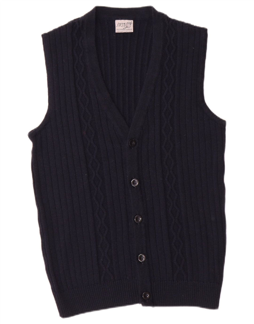 Vintage męski sweter bez rękawów, mały, granatowy