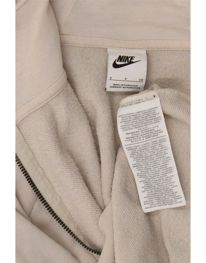 Męski sweter z kapturem i zamkiem błyskawicznym Nike, mały, beżowy, bawełniany
