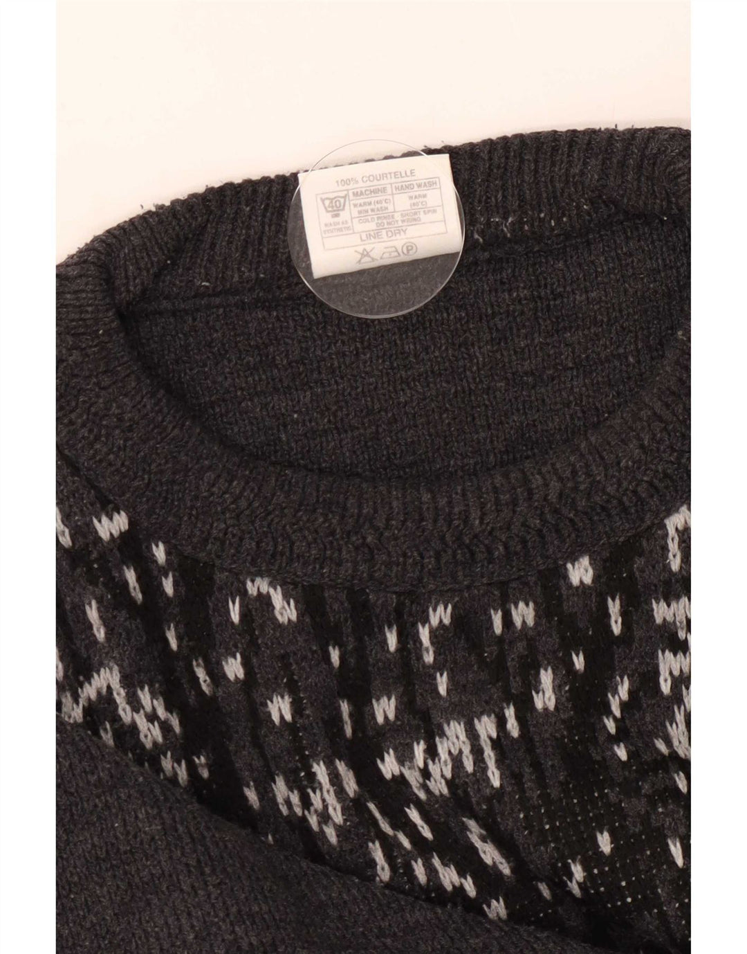 Męski sweter w stylu vintage z graficznym dekoltem w łódkę, duży, szary