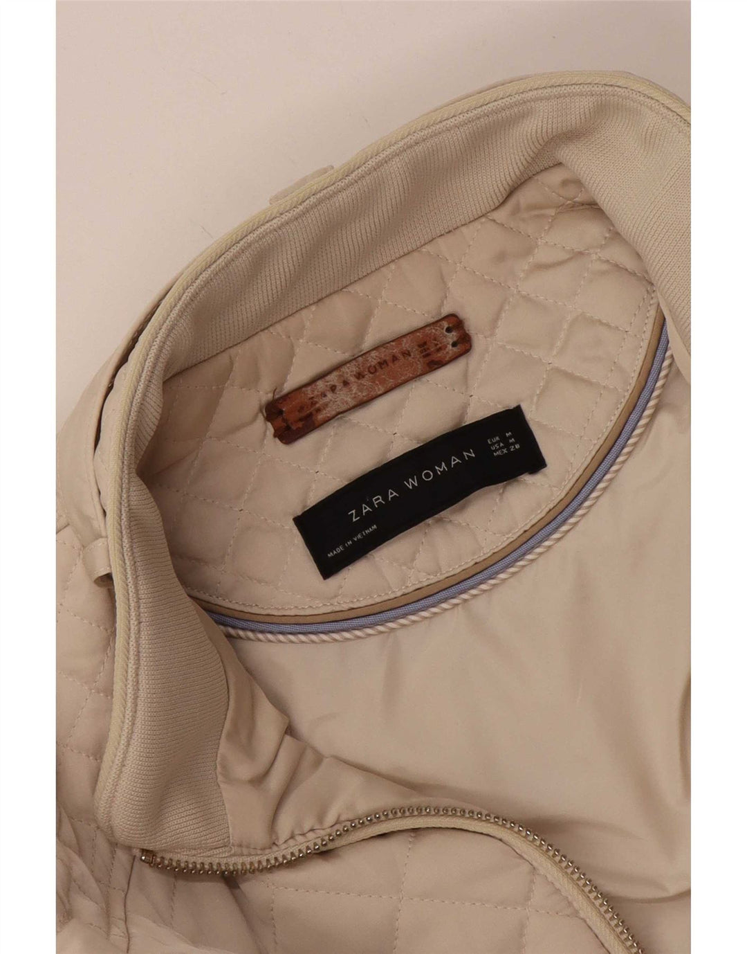 Damska pikowana kurtka Zara UK 12 Medium Off White