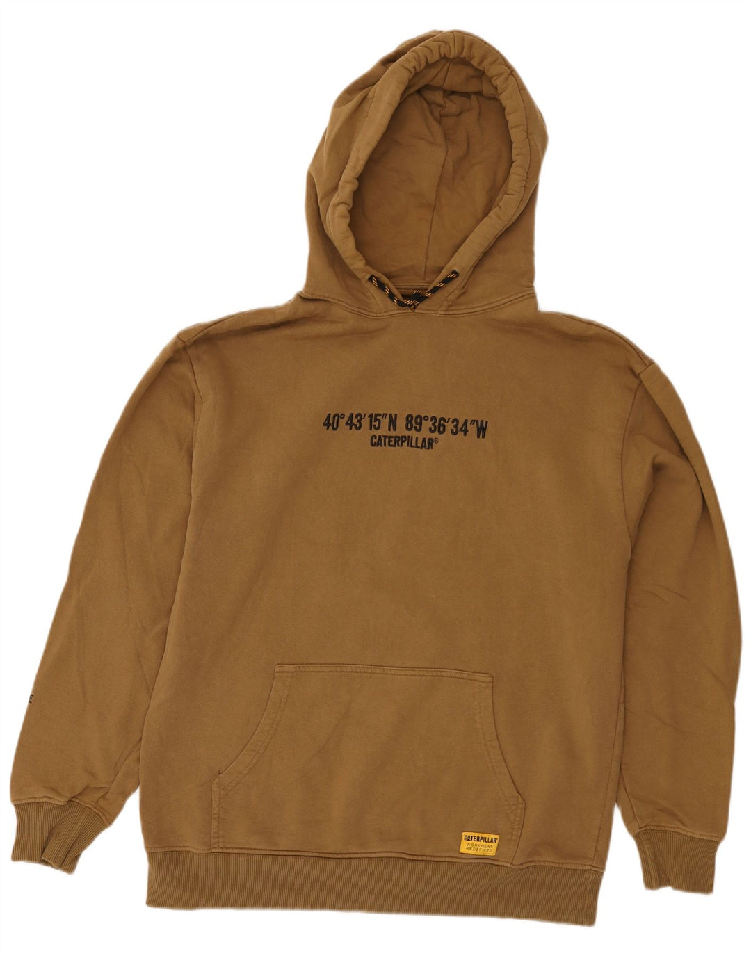 Męski sweter z kapturem Caterpillar z grafiką, średniej wielkości bawełna khaki