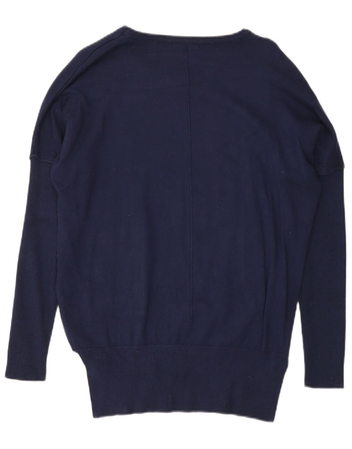 Damski sweter oversize GUESS z dekoltem w łódkę, UK 6, mały, granatowy