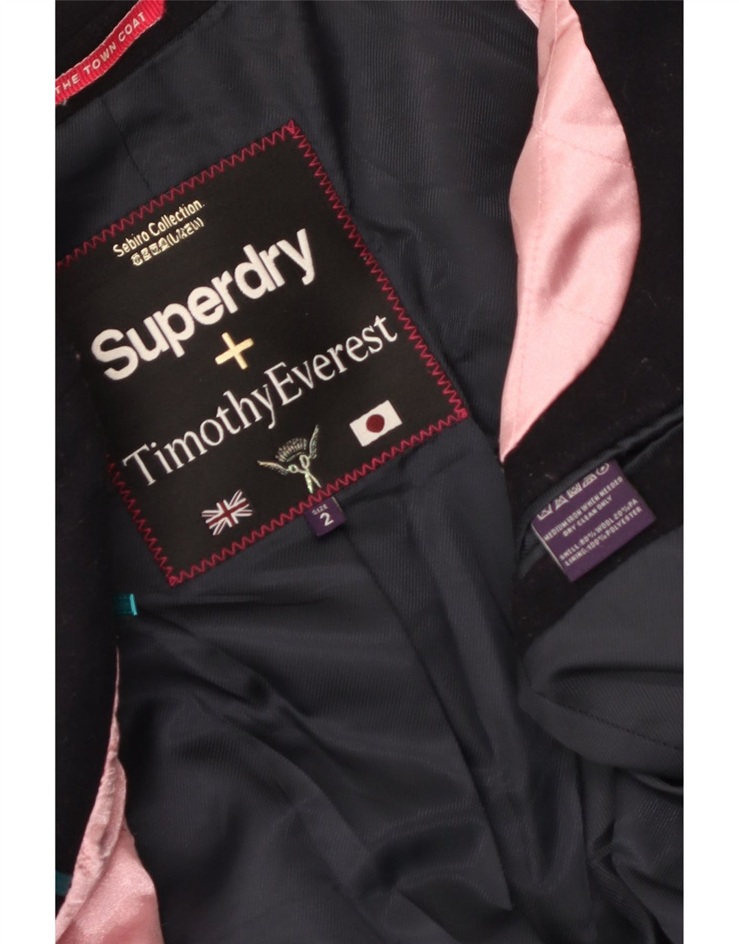 Płaszcz damski Superdry UK 2 2XS granatowy, wełniany