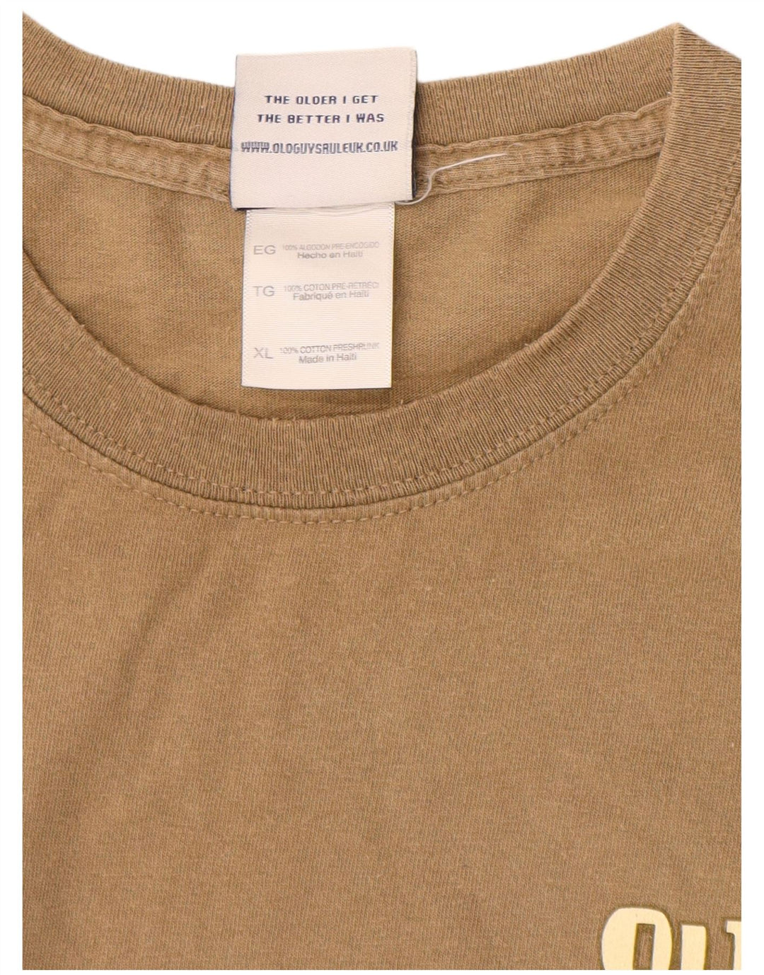 Męska koszulka z grafiką OLD GUYS RULE Top XL, beżowa, bawełniana