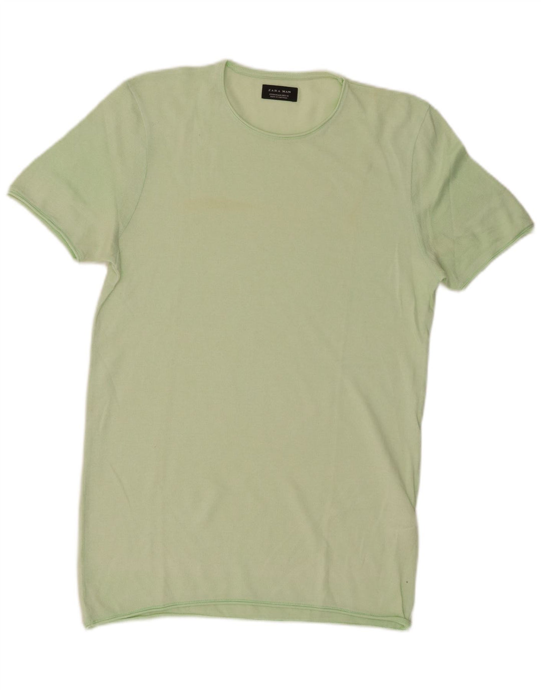 T-shirt męski Zara, bawełniany, średni zielony