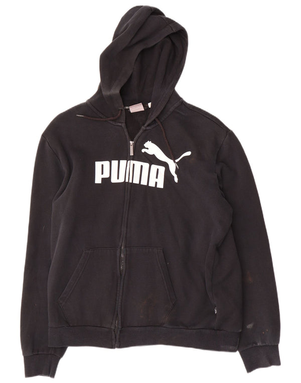 Męski sweter Puma z grafiką i zamkiem błyskawicznym, duży, czarny, bawełniany