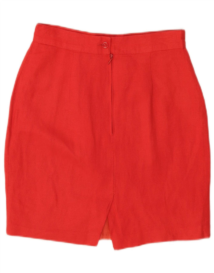 Benetton Womens Mini Pencil Skirt IT 42 Medium W26 Red Check Linen