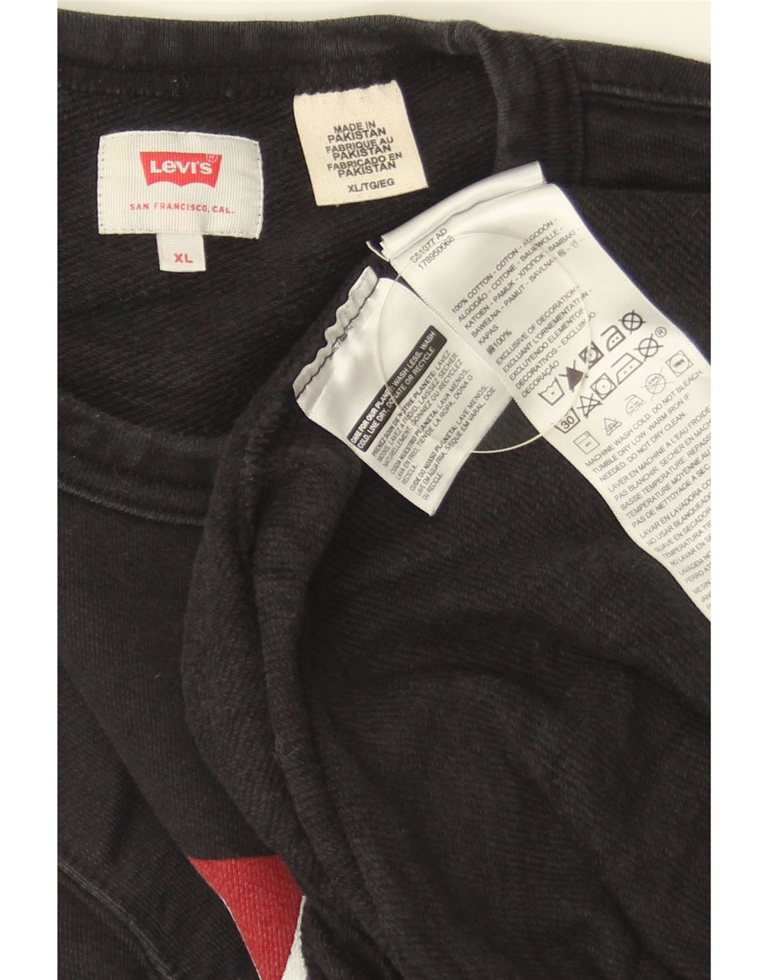 Męski sweter z grafiką LEVI'S XL, czarny, bawełniany