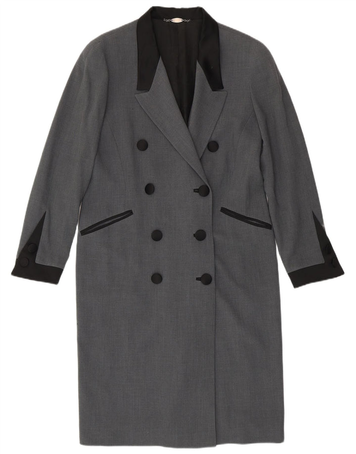 Dwurzędowy płaszcz damski w stylu vintage IT 46, duży, szary, wełniany