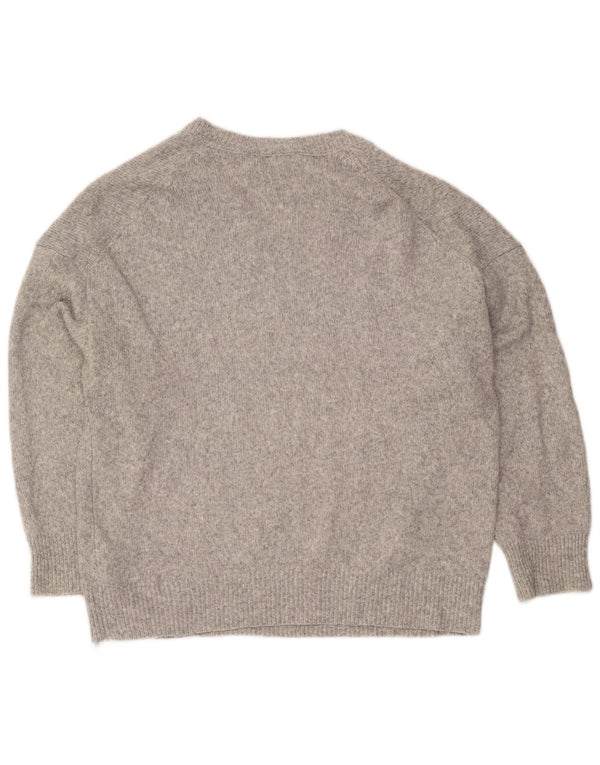 Sweter damski Zara z dekoltem w kształcie litery V, UK 16, duży, szary, nakrapiany akryl