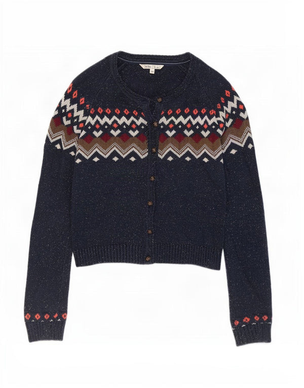 Damski sweter rozpinany Fat Face UK 12 Średni granatowy Fair Isle Cotton