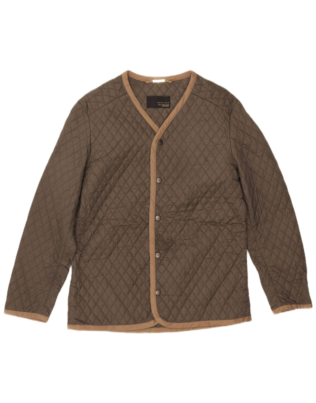 Męska pikowana kurtka Zara UK 38, średni kolor khaki, nylon
