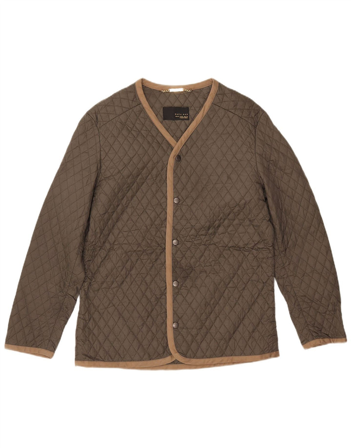 Męska pikowana kurtka Zara UK 38, średni kolor khaki, nylon