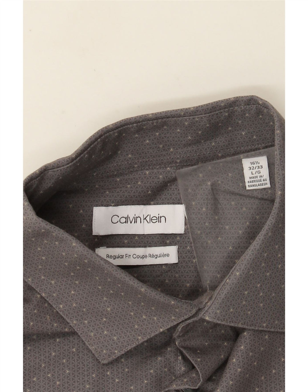 Męska koszula Calvin Klein o regularnym kroju, rozmiar 16 1/2, duża, szara bawełna w cętki