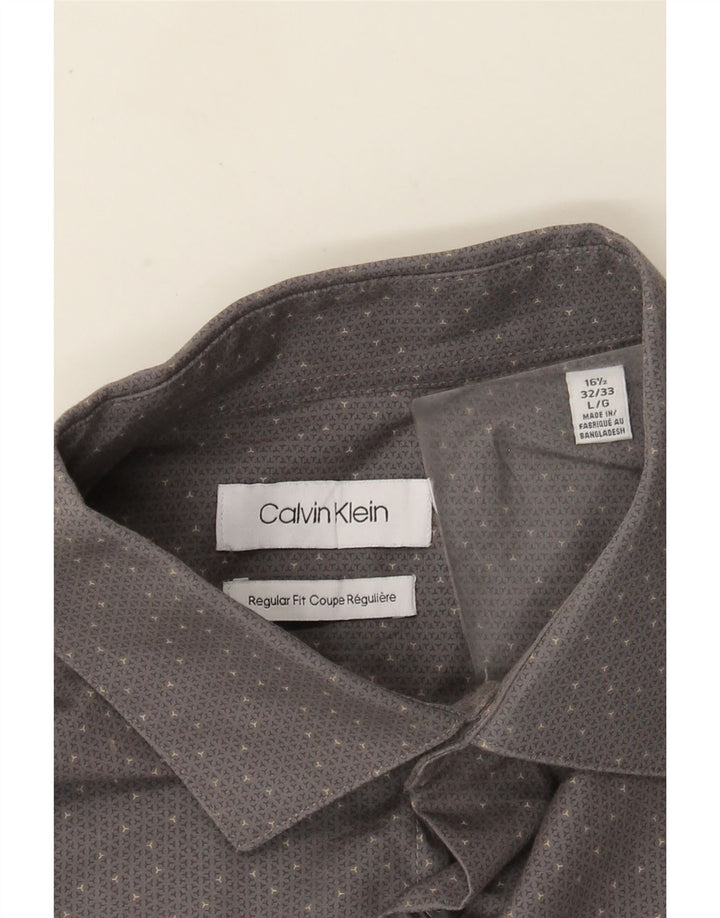 Męska koszula Calvin Klein o regularnym kroju, rozmiar 16 1/2, duża, szara bawełna w cętki