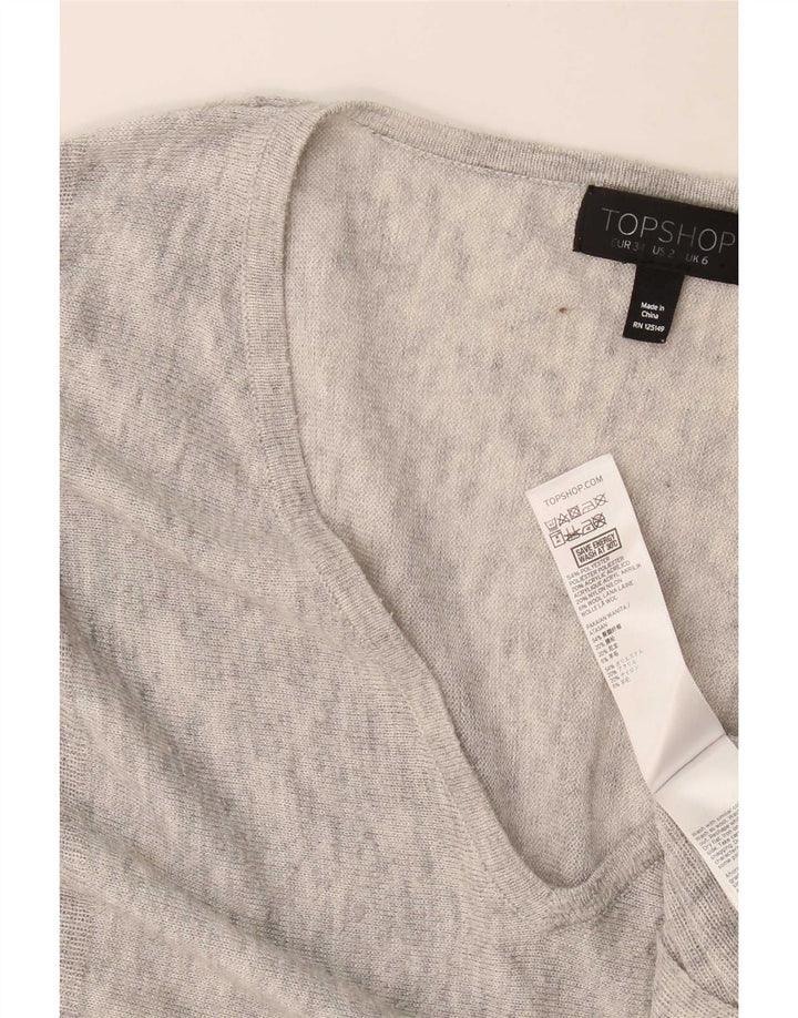 Topshop damski top oversize z długim rękawem, UK 6 XS, szary, nakrapiany poliester