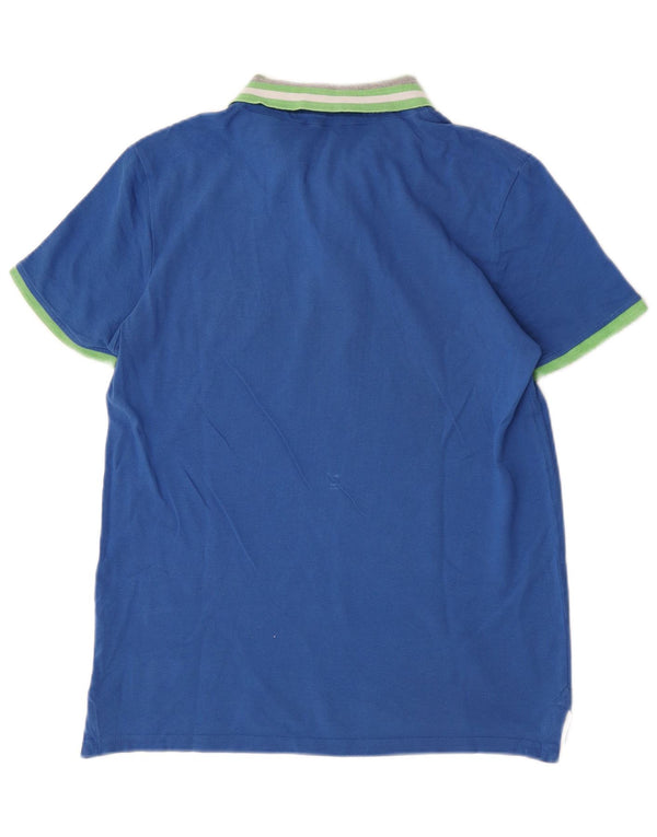 Champion Mens Graphic Polo Shirt Large Blue Colourblock Cotton