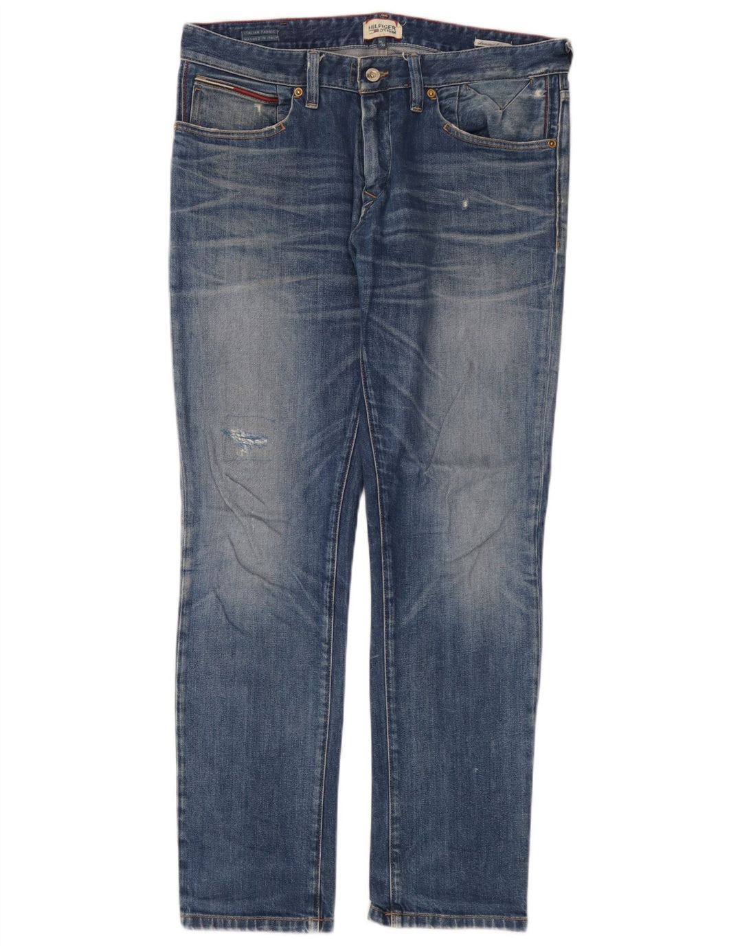 Męskie dżinsy Tommy Hilfiger w trudnej sytuacji W34 L32 Niebieska bawełna