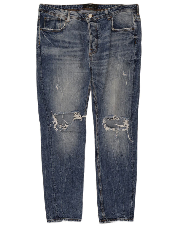 Męskie jeansy Zara w trudnej sytuacji, EU 46 XL W36 L28, niebieska bawełna