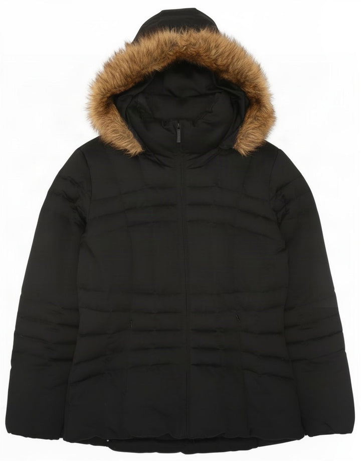 Damska kurtka z kapturem, oversize, wyściełana Calvin Klein UK 10, mała czarna
