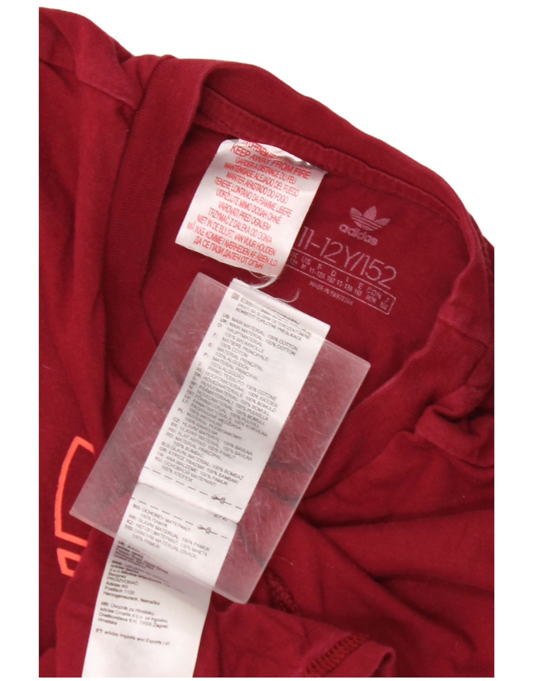 Chłopięcy T-shirt z grafiką ADIDAS na 11-12 lat, bordowa bawełna