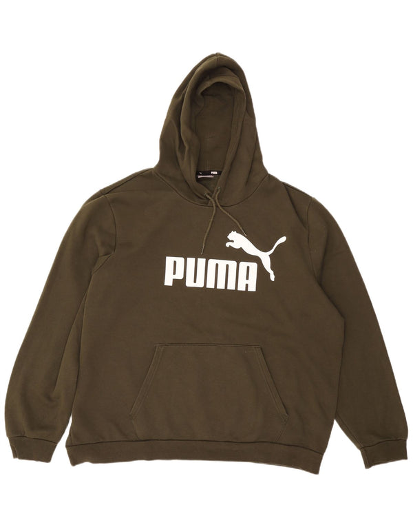 Męski sweter z kapturem i grafiką PUMA 2XL, bawełna khaki