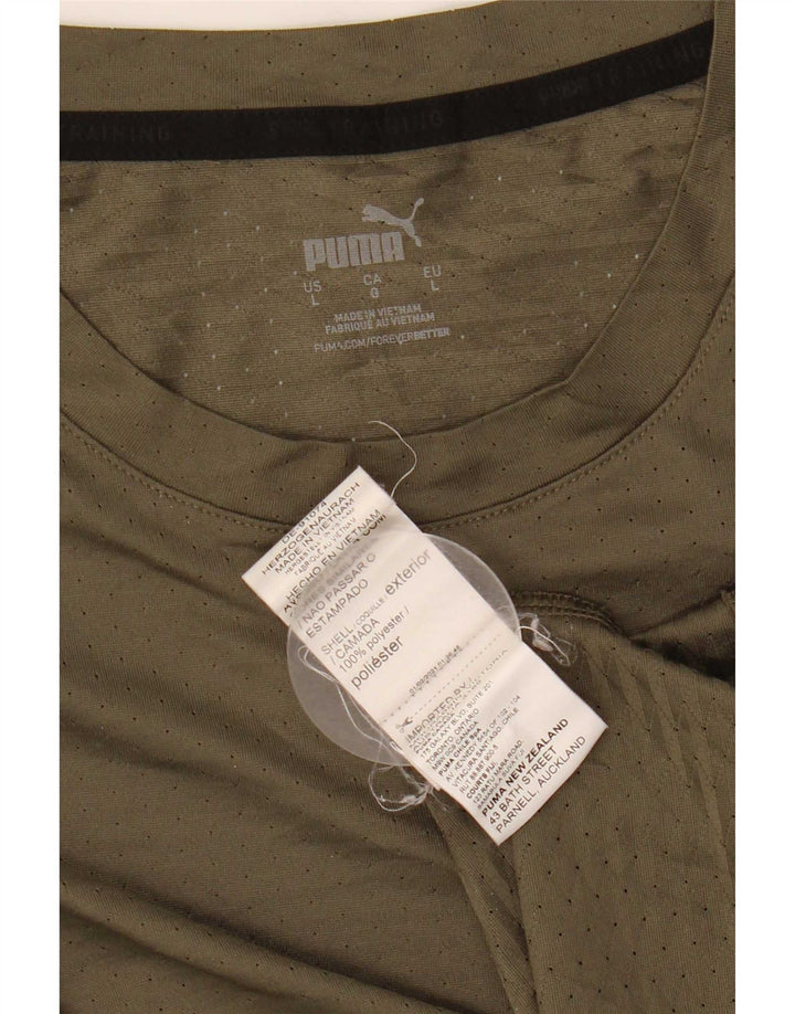 Męski T-shirt Puma Top, duży, khaki, poliester