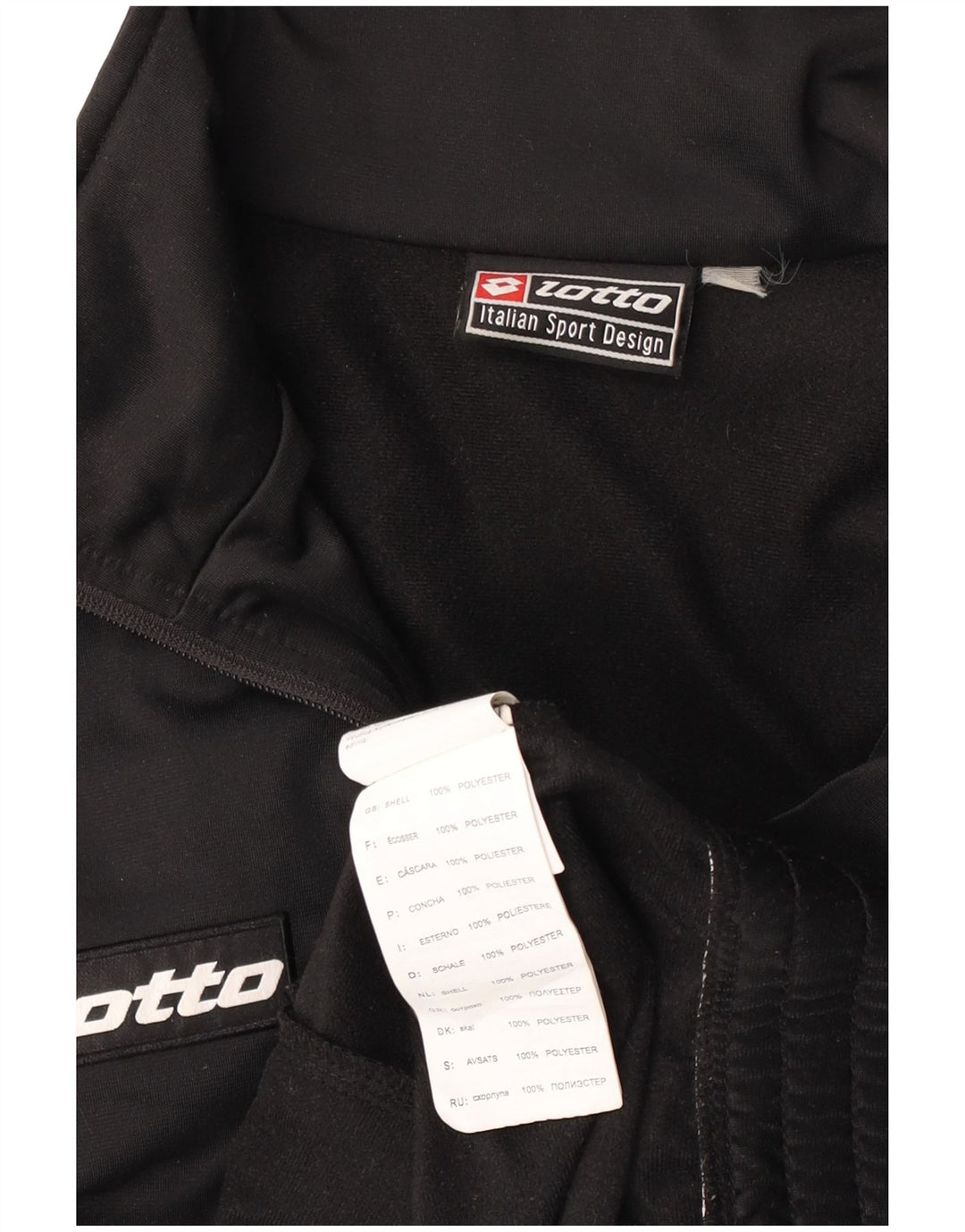 Męska kurtka dresowa Lotto z grafiką XL, czarny, poliester z blokami kolorów