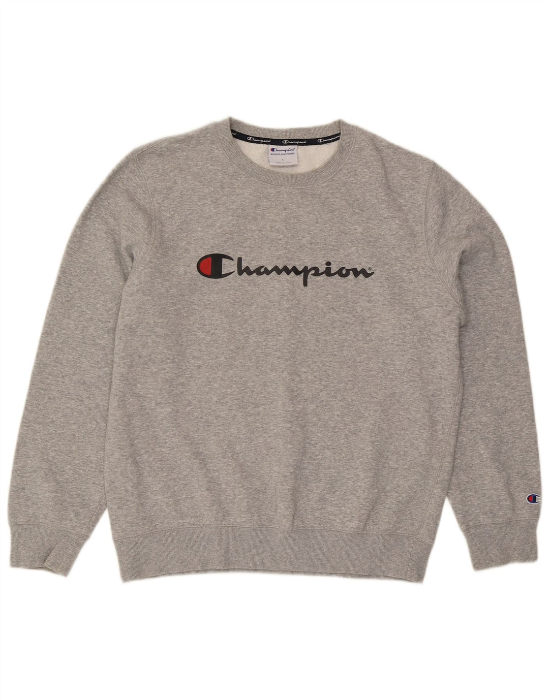 Męska bluza Champion z grafiką, duża, szara, nakrapiana bawełna