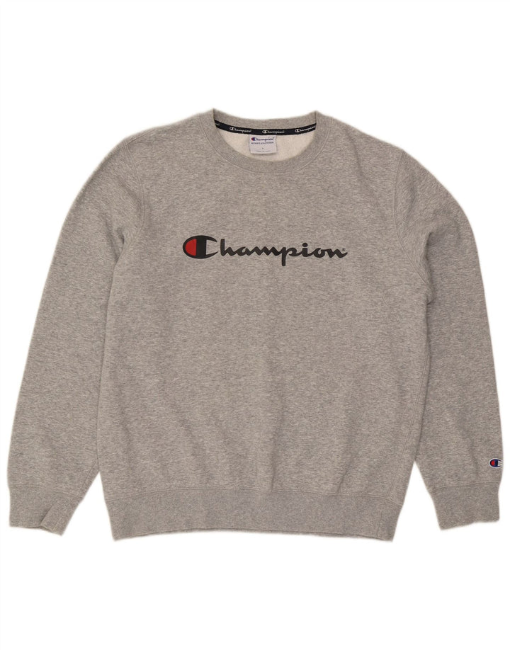 Męska bluza Champion z grafiką, duża, szara, nakrapiana bawełna