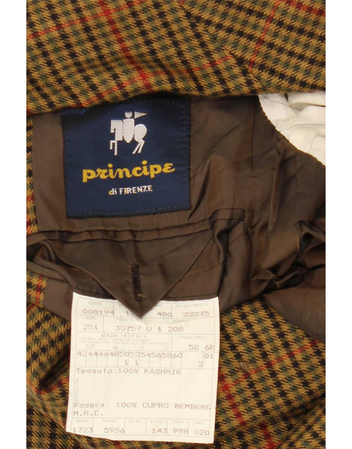Loro Piana Męska marynarka zapinana na 3 guziki IT 50, duża, khaki, pepitka