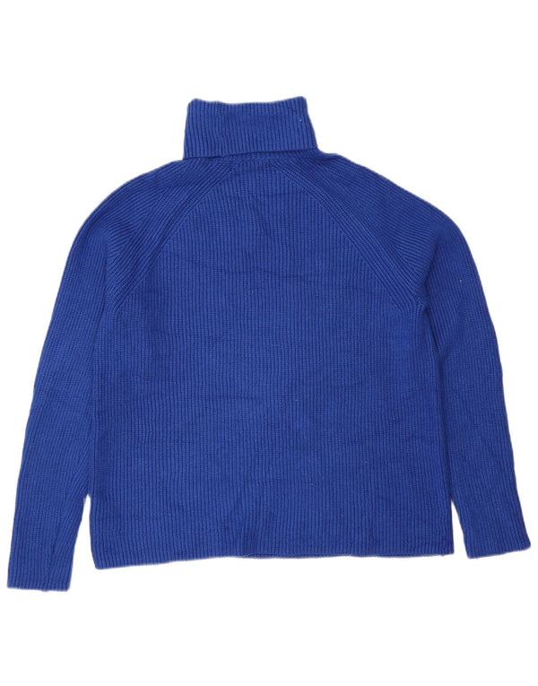 Marks & Spencer Damski sweter z golfem UK 14, średni niebieski, wiskoza
