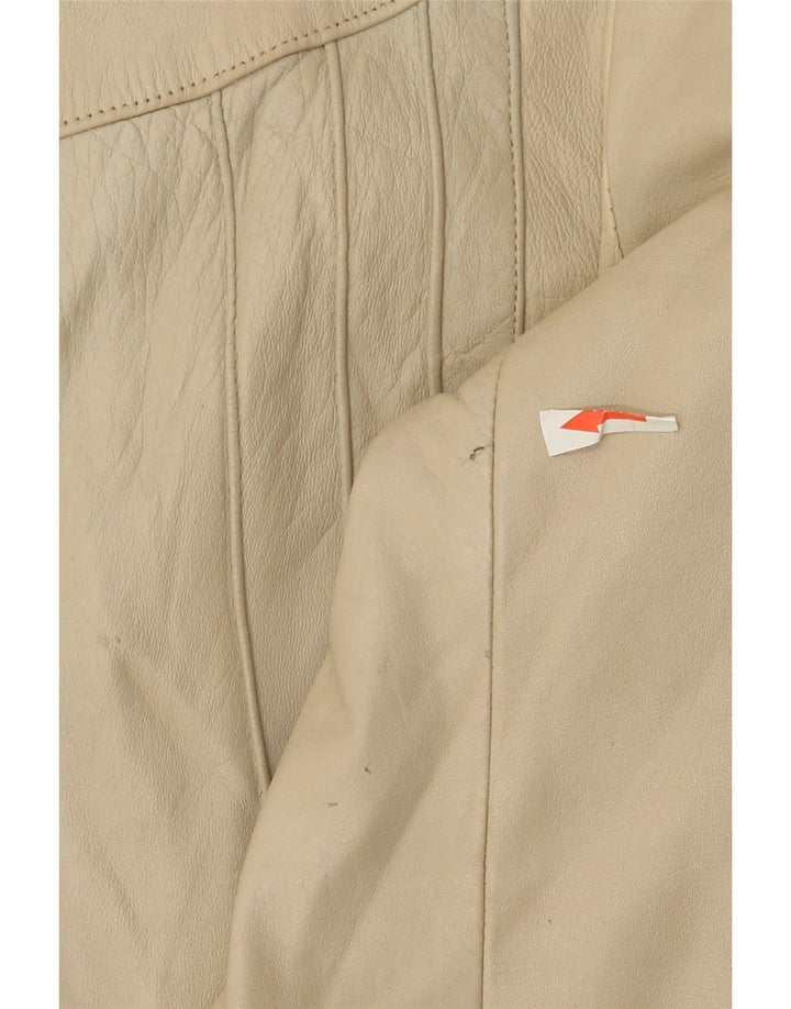 Kurtka skórzana damska vintage UK 10 Small Beżowa