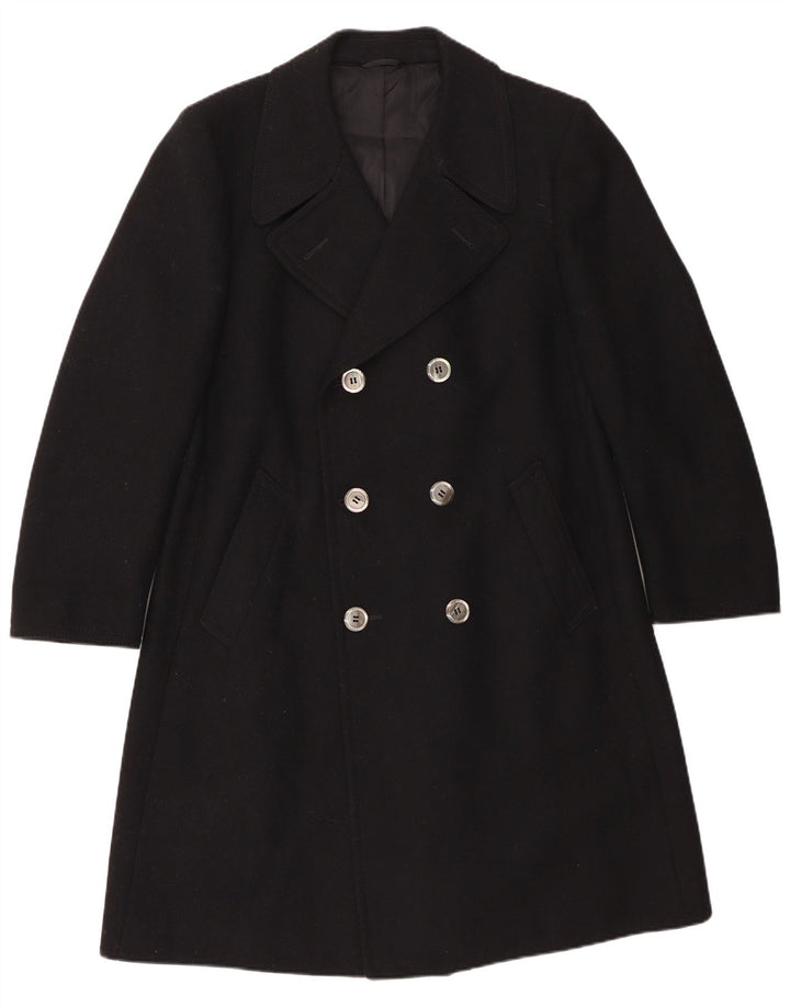 Vintage męski płaszcz z podwójnymi piersiami IT 54 2XL czarna wełna