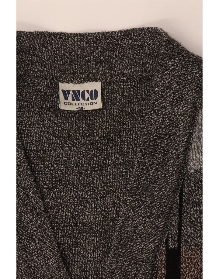 Vintage męski sweter bez rękawów, średnio szary, geometryczny akryl