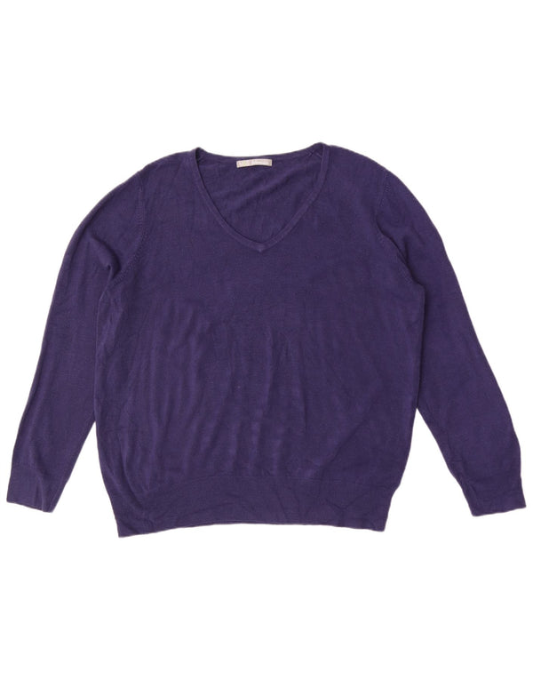 Sweter damski Marks & Spencer z dekoltem w kształcie litery V, UK 20 2XL, granatowy, akrylowy