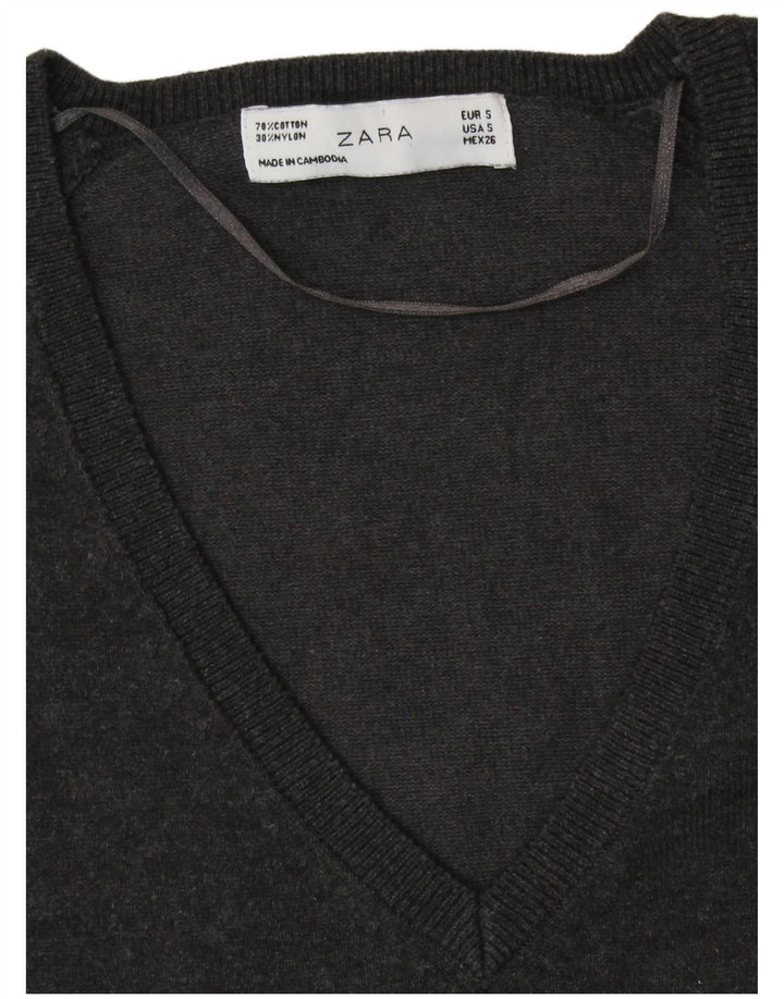 Sweter damski ZARA z dekoltem w kształcie litery V, UK 10, mały, szary