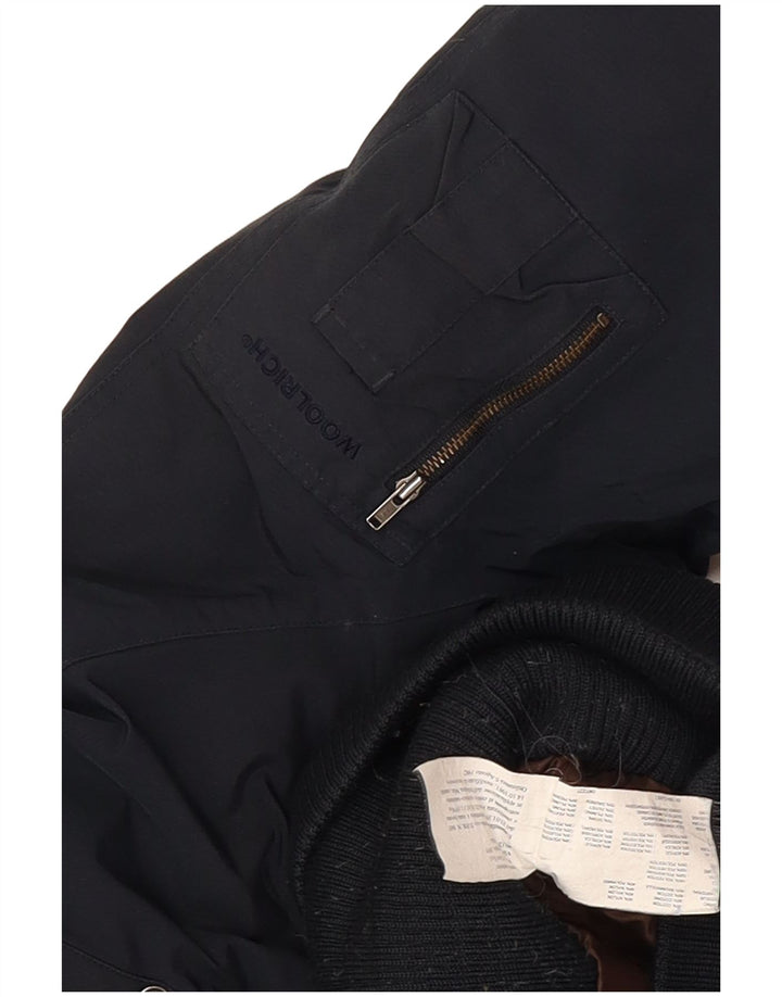 Damska ocieplana kurtka z kapturem Woolrich UK 12 Średni granatowy, bawełniany