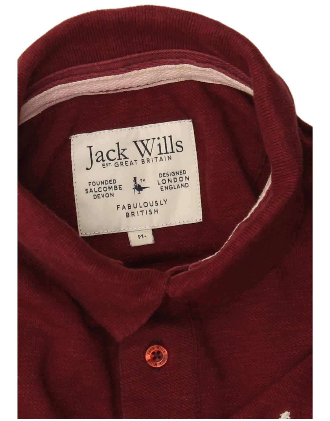 Męska koszulka polo Jack Wills z długim rękawem, w kolorze średniego burgunda