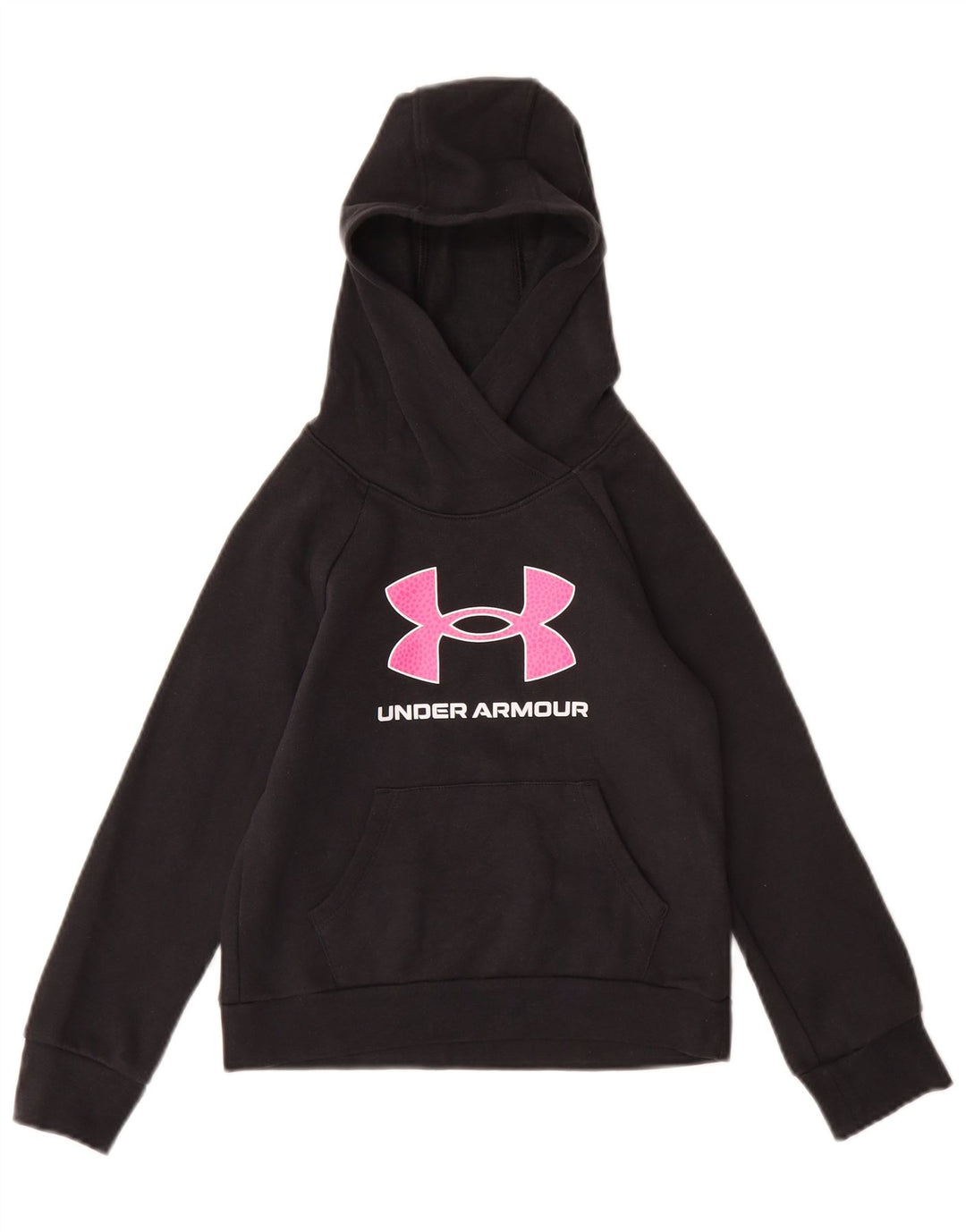 Dziewczęcy sweter z kapturem UNDER ARMOUR z grafiką, 7-8 lat, mały, czarny, bawełniany