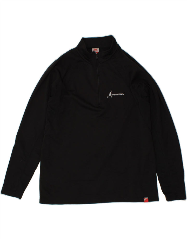 TRESPASS Mens Zip Neck Pullover Tracksuit Top Large Black Vintage Trespass and Second-Hand Trespass from Messina Hembry 