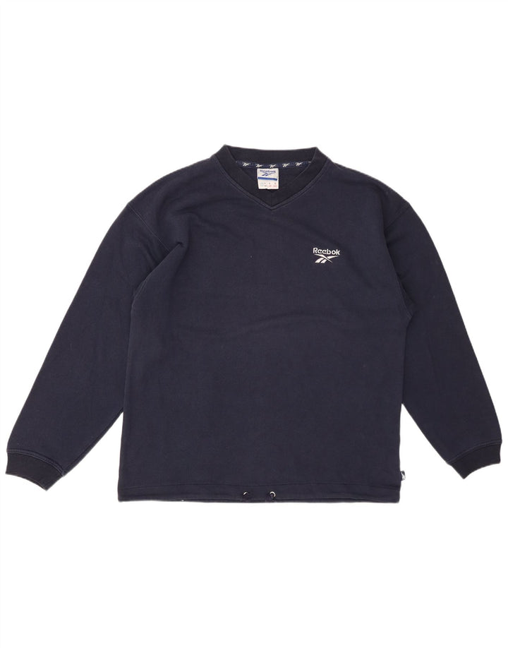REEBOK Mens Sweatshirt Jumper Small Navy Blue Cotton