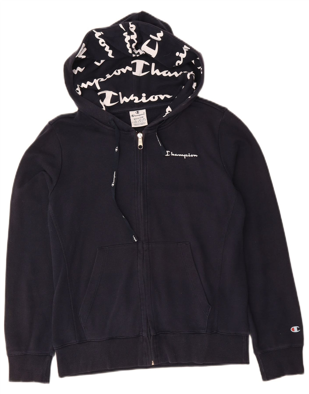 Damski sweter z kapturem i zamkiem CHAMPION UK 14 Średni granatowy, bawełniany