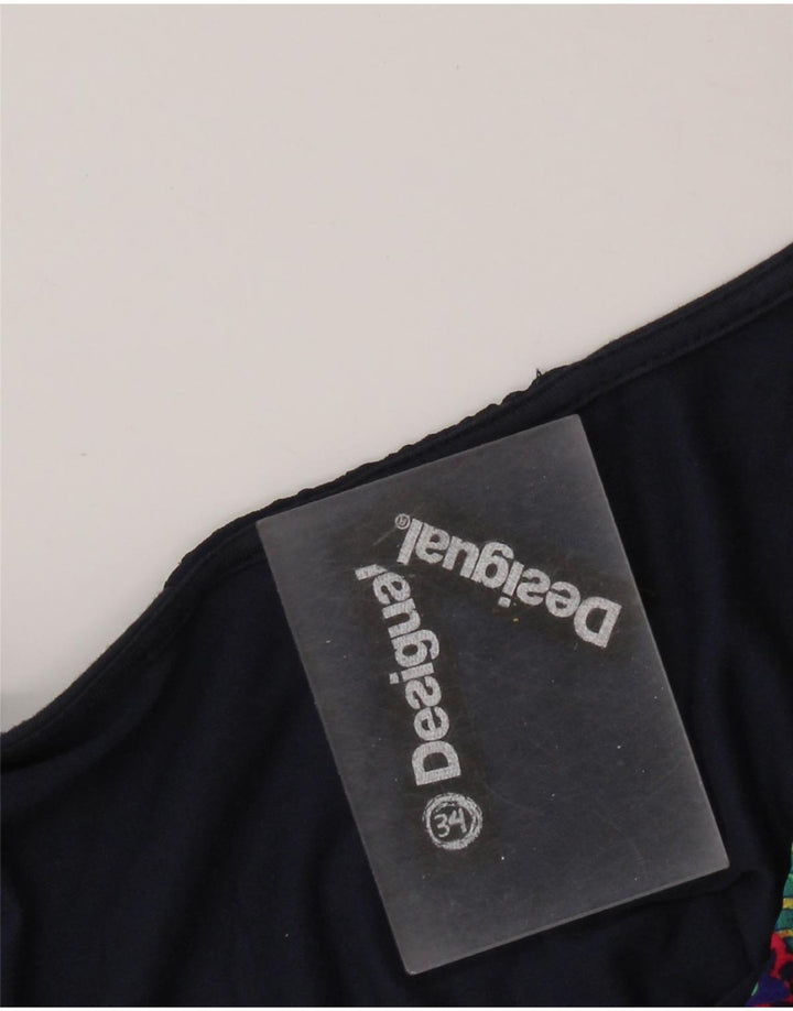 Desigual damska sukienka podstawowa bez rękawów w abstrakcyjny wzór EU 34 XS granatowa