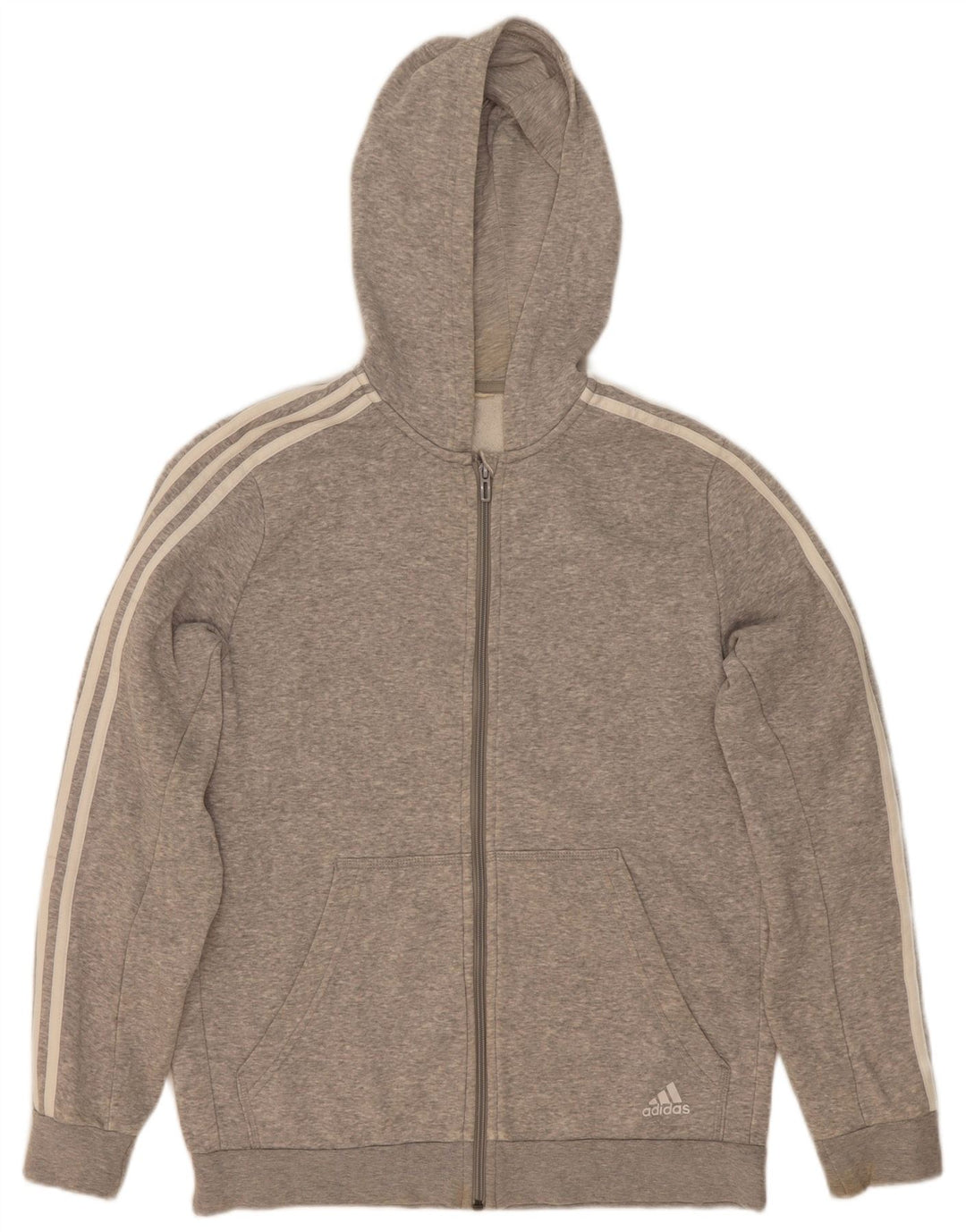 Męski sweter z kapturem i zamkiem Adidas, średnio szary, nakrapiany