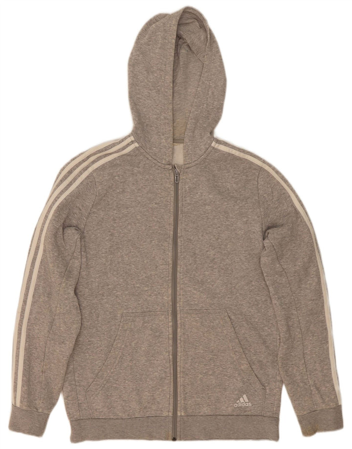 Męski sweter z kapturem i zamkiem Adidas, średnio szary, nakrapiany