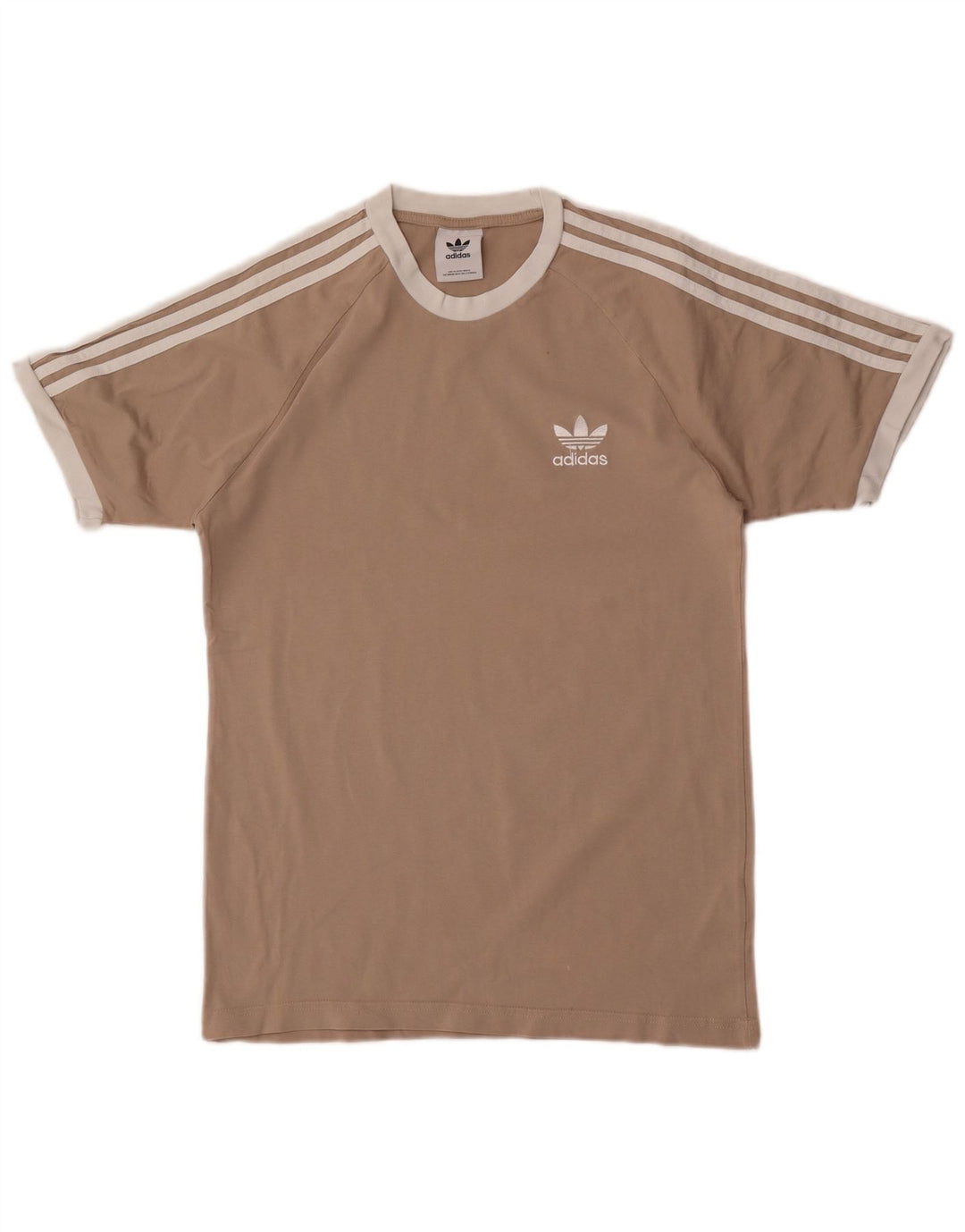 Adidas Męski T-Shirt Top Mały Brązowy Bawełniany Retro